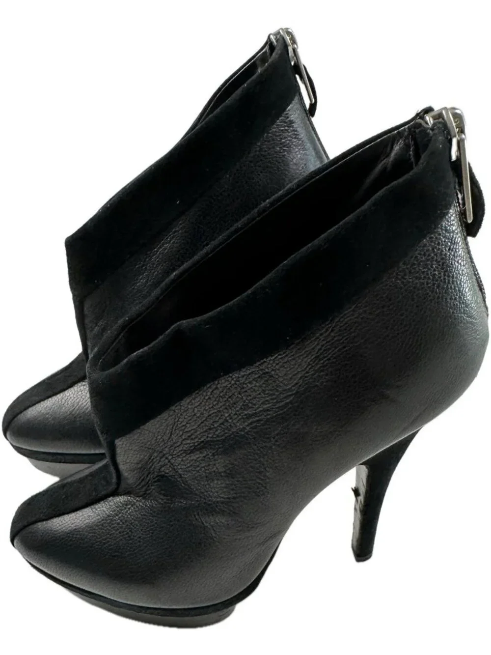 Yves Saint Laurent – YSL Rive Gauche Black Leather & Suede Easy Ankle Boots 7.5